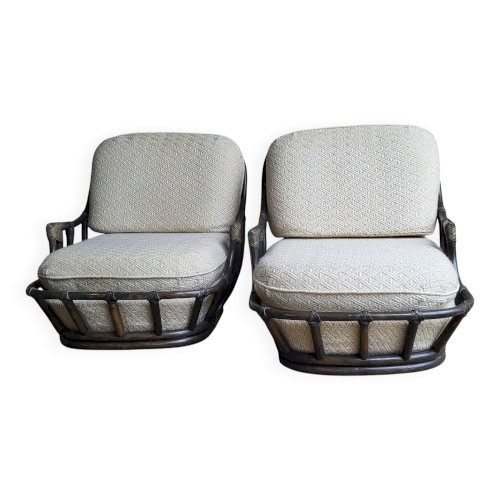 Fauteuils Chauffeuses en rotin Années 70 (*2)