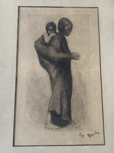 Félix Pascal Févola gravure Eau forte scène orientaliste signée et justifiée