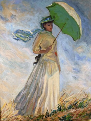 Femme à l’ombrelle  Huile sur toile, d’après Claude Monet Par Roland Renaud