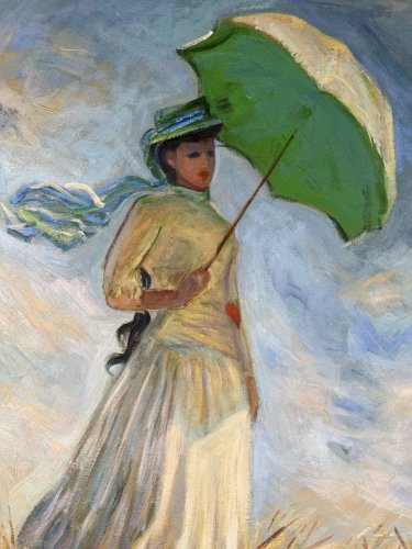 Femme à l’ombrelle  Huile sur toile, d’après Claude Monet Par Roland Renaud