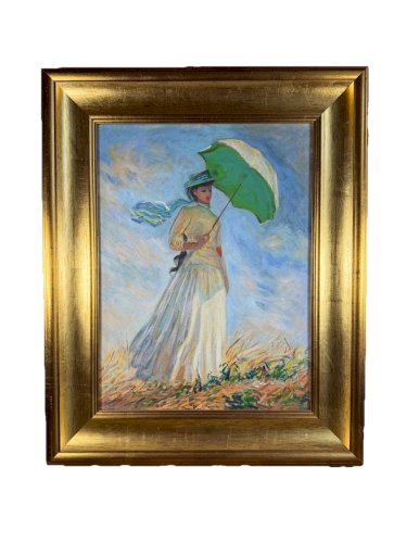 Femme à l’ombrelle  Huile sur toile, d’après Claude Monet Par Roland Renaud