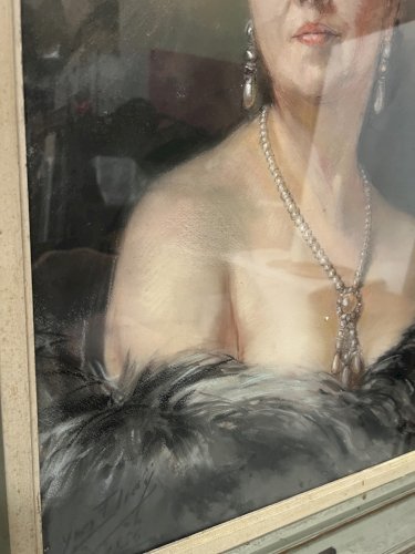 " Femme aux épaules dénudées par YVES DIEY " Portrait en bustre