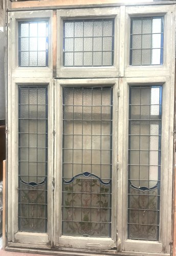Fenétre a imposte en vitrail Art Déco vers 1900 XX siècle