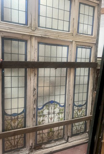 Fenétre a imposte en vitrail Art Déco vers 1900 XX siècle