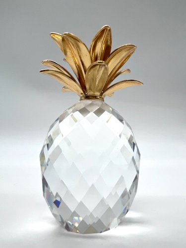 Figurine ananas Swarovski cristal facetté doré 6cm lot 2 vintage hibou