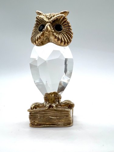 Figurine ananas Swarovski cristal facetté doré 6cm lot 2 vintage hibou