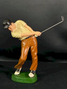 Polychrome plaster golfer figurine Jacky Samson Editions Optimum Paris 1996