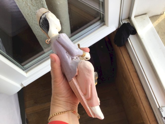 Figurine en bois musicien asiatique XXe en bois sculpté ethnique