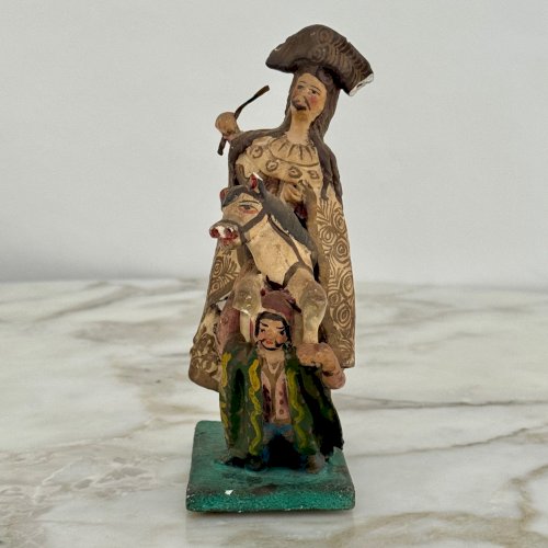 Figurine en carton bouilli polychrome Saint Georges par Pérau XIXe M4004