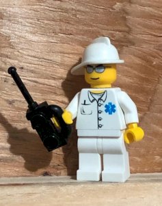 Lego figurine and accessories.