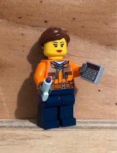 Lego figurine freight center worker
