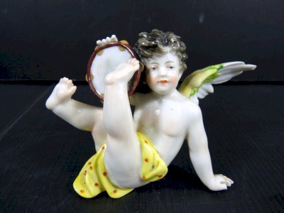 German Porcelain Figurine LOVE SINGER Signed Volkstedt Karl Ens circa 1898