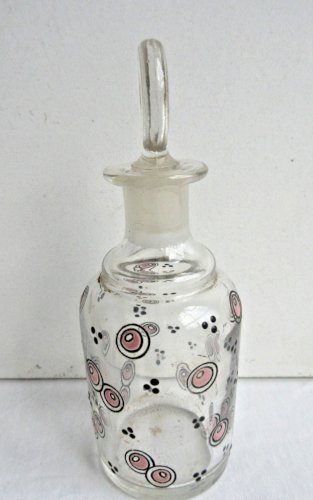 "Flacon à parfum en cristal Baccarat émaillé d'un semis de roses stylisées