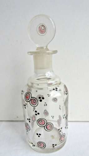 "Flacon à parfum en cristal Baccarat émaillé d'un semis de roses stylisées