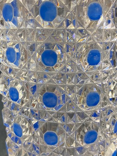 Flacon à parfum fin XIXe début XXe cristal BACCARAT modèle diamants pierreries