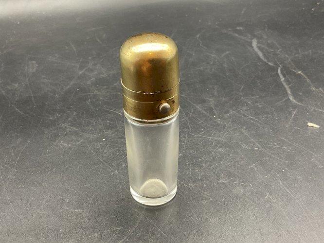 flacon à parfum/sel, argent massif vermeil avec blason couronné .