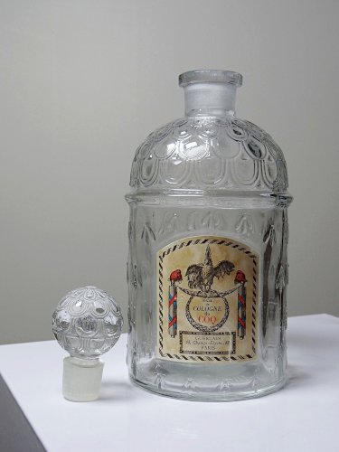 Flacon aux abeilles ancien Guerlain, vide, Eau de Cologne du Coq XXe verre 500ml