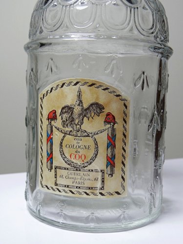 Flacon aux abeilles ancien Guerlain, vide, Eau de Cologne du Coq XXe verre 500ml