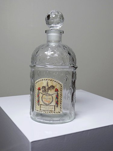 Flacon aux abeilles ancien Guerlain, vide, Eau de Cologne du Coq XXe verre 500ml