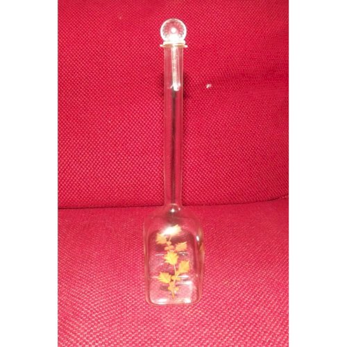Flacon de Parfum ancien Cristal et Feuilles dOr