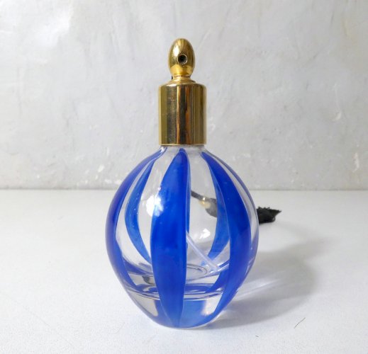 flacon de parfum en verre bleu cobalt Murano glass