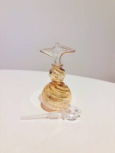 Flacon décoratif neuf en verre soufflé 