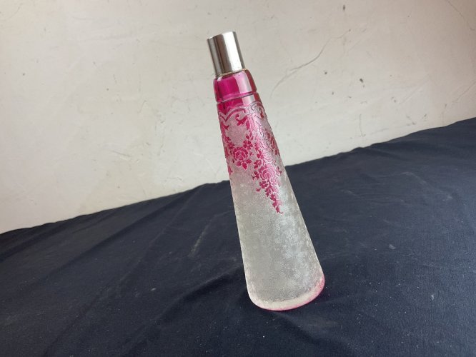 Flacon Val Saint Lambert dégage à l acide givrée argent Baccarat St Louis