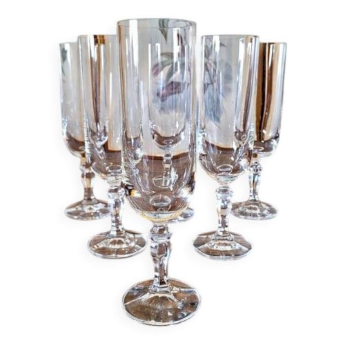 Flûtes à champagne en cristal jambe travaillée