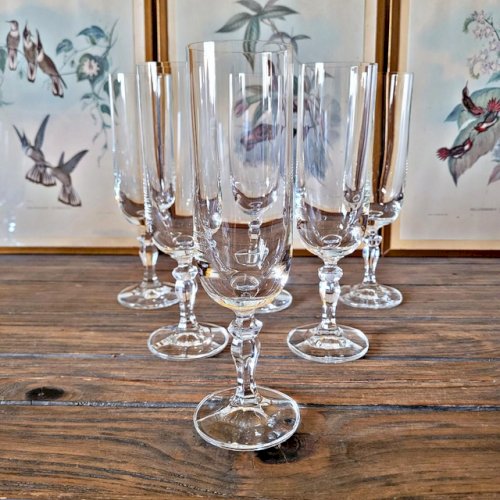 Flûtes à champagne en cristal jambe travaillée