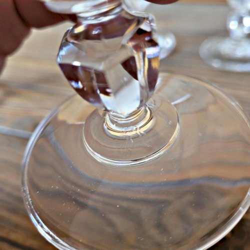 Flûtes à champagne vintage en cristal, jambe basse