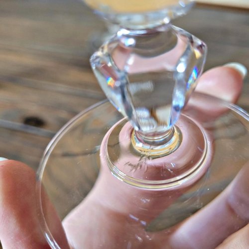 Flûtes à champagne vintage en cristal, jambe basse