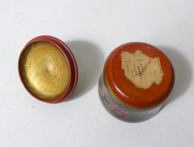 Folk Art USSR Khokhloma boite en bois peinte artisanat russe vintage