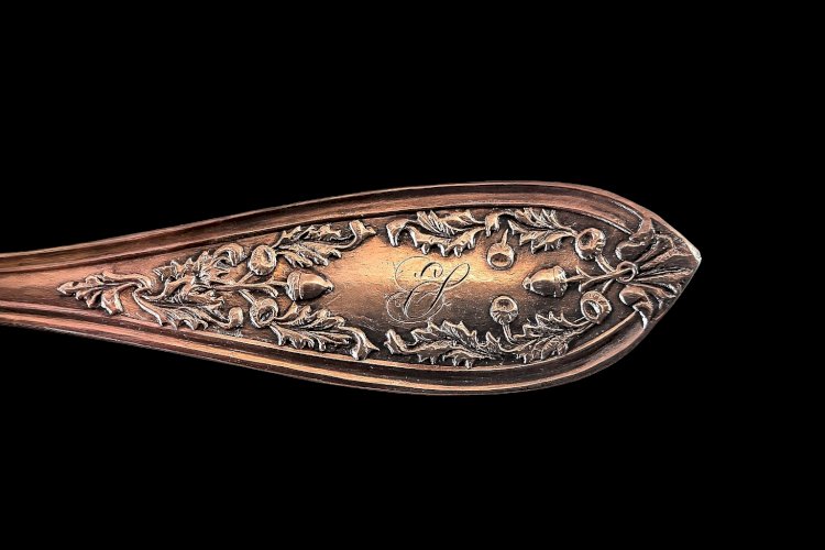 Fourchette argent massif – J.E. Caldwell – style Rococo – 30 g – antique