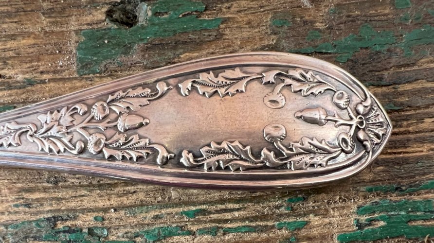 Fourchette argent massif – J.E. Caldwell – style Rococo – 30 g – antique