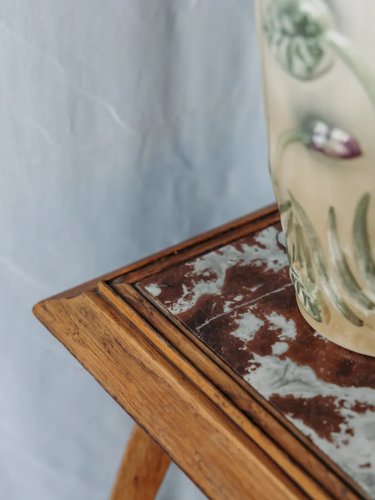 Francine, la grande sellette en bois et marbre N°532