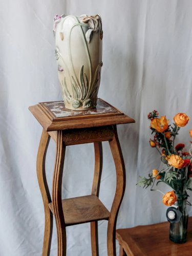 Francine, la grande sellette en bois et marbre N°532