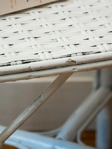 Francine, la table d'appoint blanche en rotin N°584