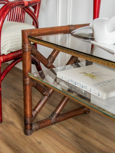 Francine, la table d'appoint en rotin et verre N°444