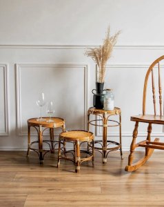 Francine, the 3 bamboo side tables No. 407