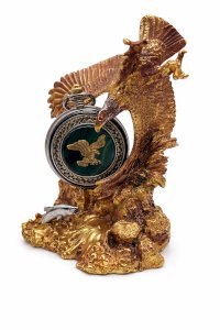 Franklin Mint Pocket Watch Bald Eagle Alaska Chilkat with Stand