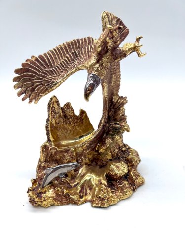 Franklin Mint Pocket Watch Bald Eagle Alaska Chilkat w/ Stand