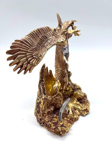 Franklin Mint Pocket Watch Bald Eagle Alaska Chilkat w/ Stand