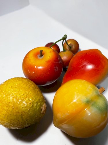 Fruits décoratifs vintage en pierres naturelles – Ensemble de fruits en pierre – Taille réelle – 1,4 kg