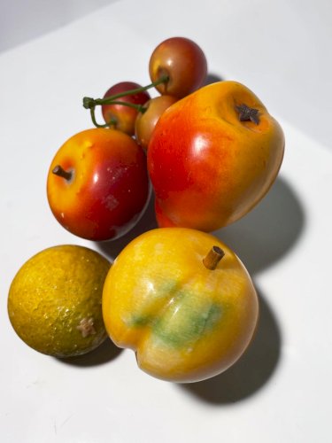 Fruits décoratifs vintage en pierres naturelles – Ensemble de fruits en pierre – Taille réelle – 1,4 kg