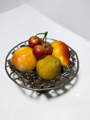 Fruits décoratifs vintage en pierres naturelles – Ensemble de fruits en pierre – Taille réelle – 1,4 kg