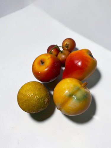 Fruits décoratifs vintage en pierres naturelles – Ensemble de fruits en pierre – Taille réelle – 1,4 kg
