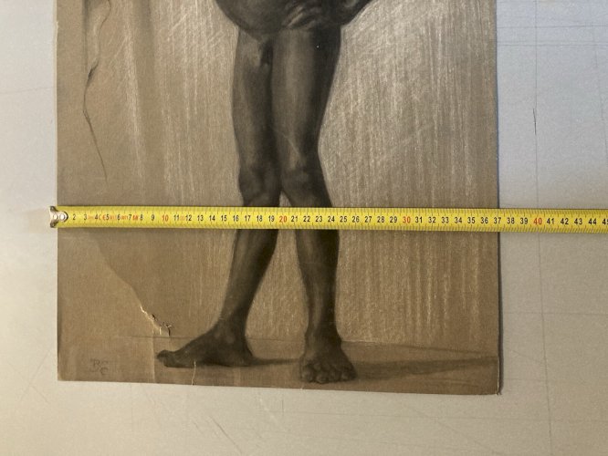 Fusain Enfant orientaliste orientalisme XIXE Afrique Ethnologie Ethnographie Art