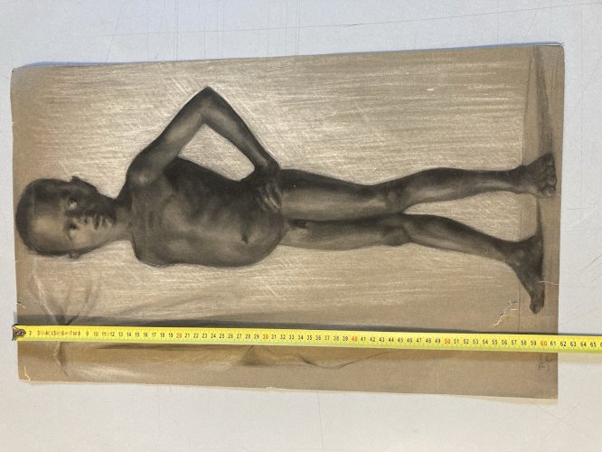 Fusain Enfant orientaliste orientalisme XIXE Afrique Ethnologie Ethnographie Art