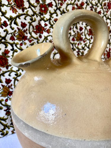 Gargoulette en terre cuite émaillée jaune