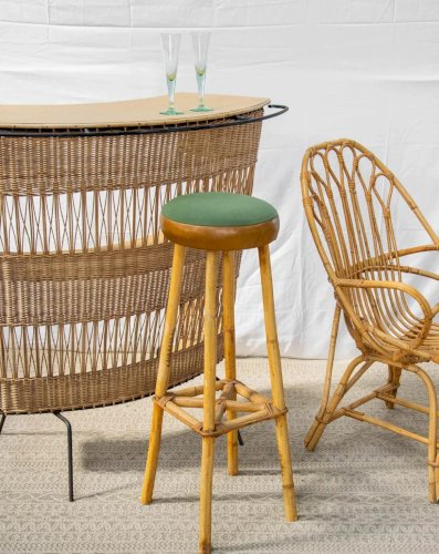 Gaston, le tabouret de bar en rotin N°109